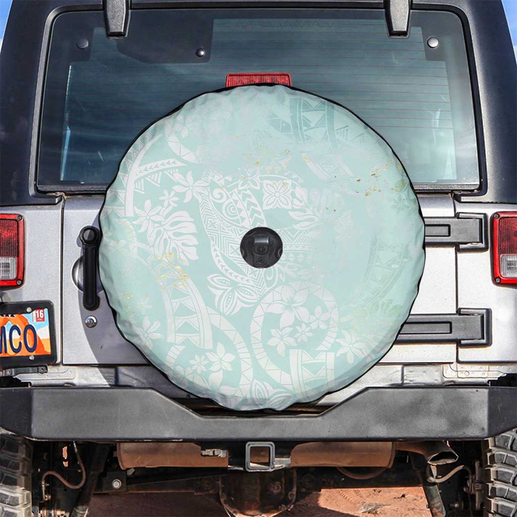 Polynesian Tiare Monstera Seafoam Green Spare Tire Cover Liquid Style - Polynesian Pride