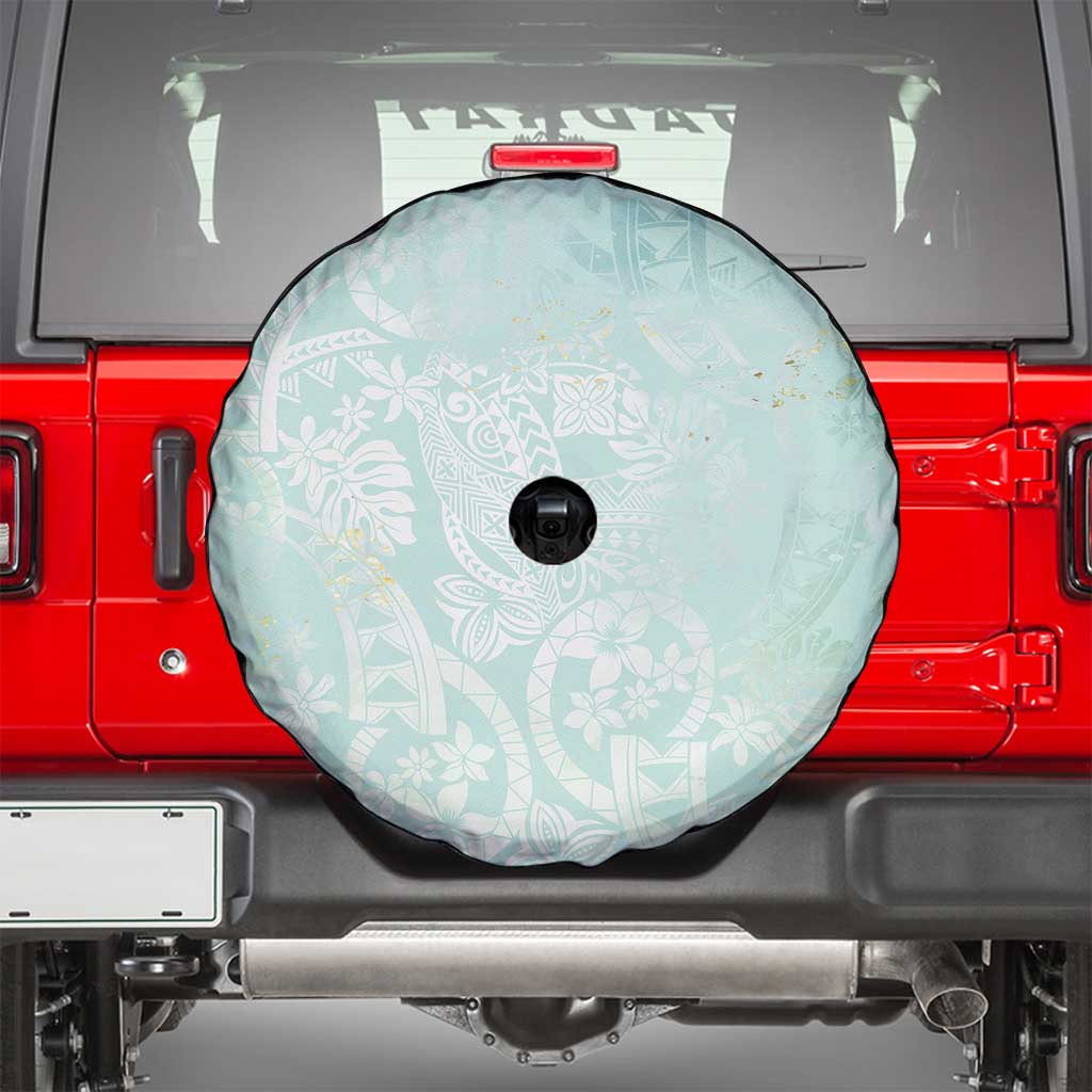 Polynesian Tiare Monstera Seafoam Green Spare Tire Cover Liquid Style - Polynesian Pride