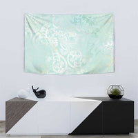 Polynesian Tiare Monstera Seafoam Green Tapestry Liquid Style - Polynesian Pride