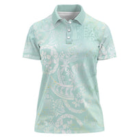 Polynesian Tiare Monstera Seafoam Green Women Polo Shirt Liquid Style - Polynesian Pride