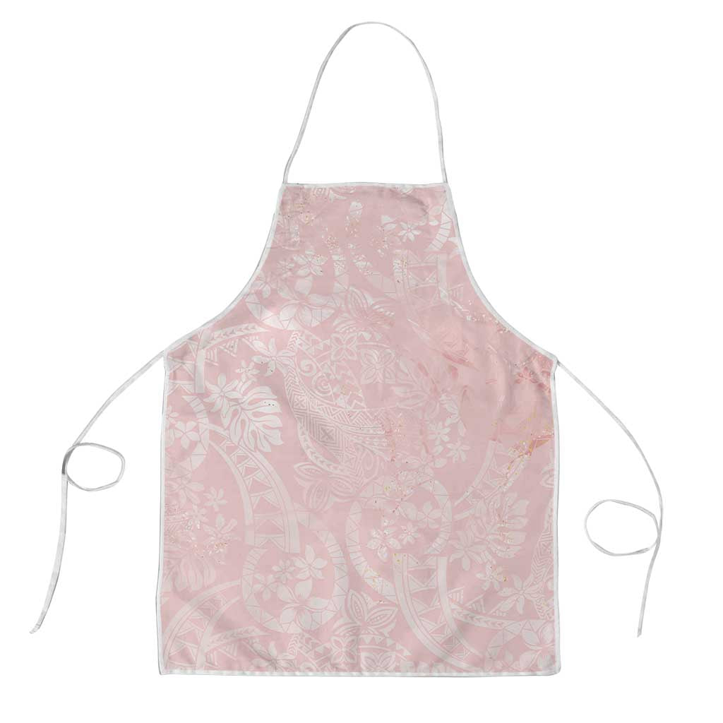 Polynesian Tiare Monstera Soft Pink Apron Liquid Style - Polynesian Pride