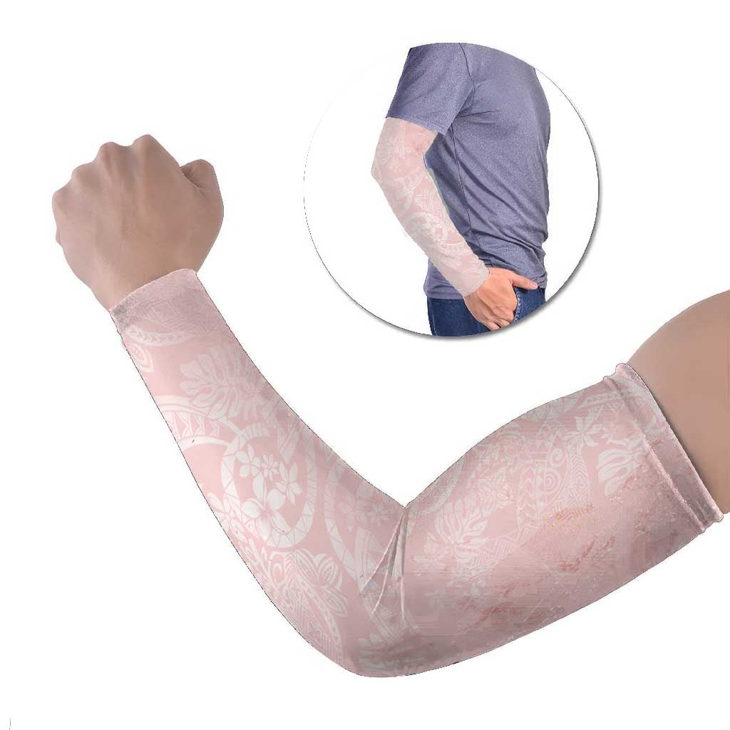Polynesian Tiare Monstera Soft Pink Arm Sleeves Liquid Style - Polynesian Pride