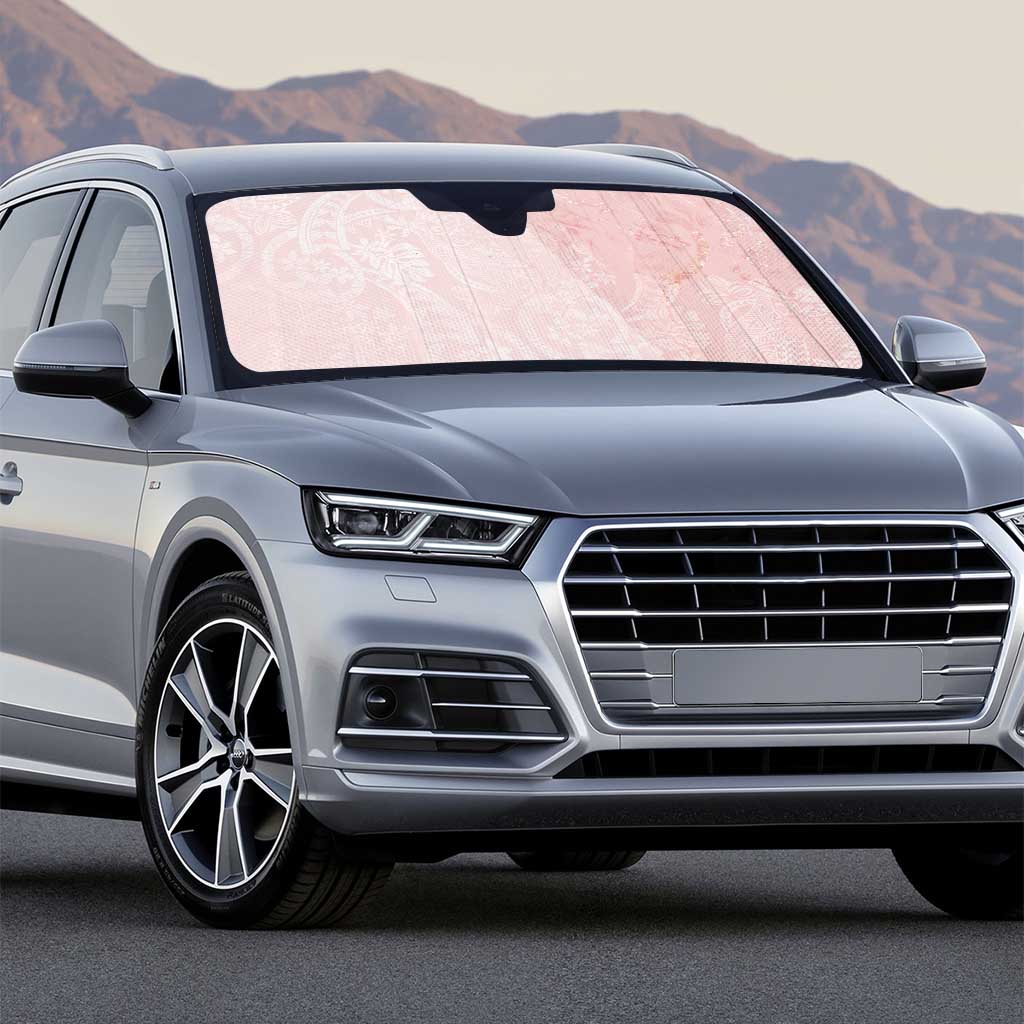 Polynesian Tiare Monstera Soft Pink Auto Sun Shade Liquid Style - Polynesian Pride