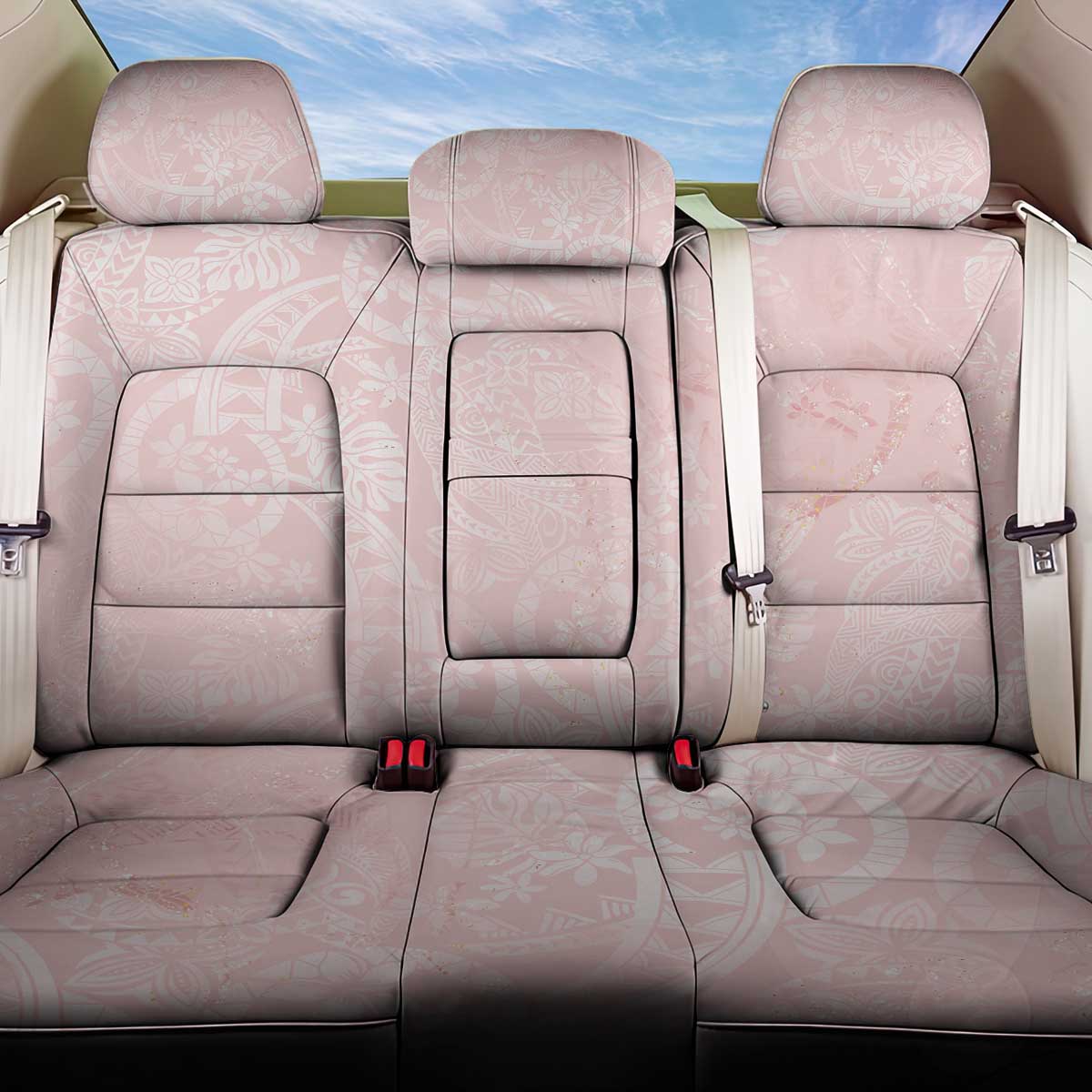 Polynesian Tiare Monstera Soft Pink Back Car Seat Cover Liquid Style - Polynesian Pride