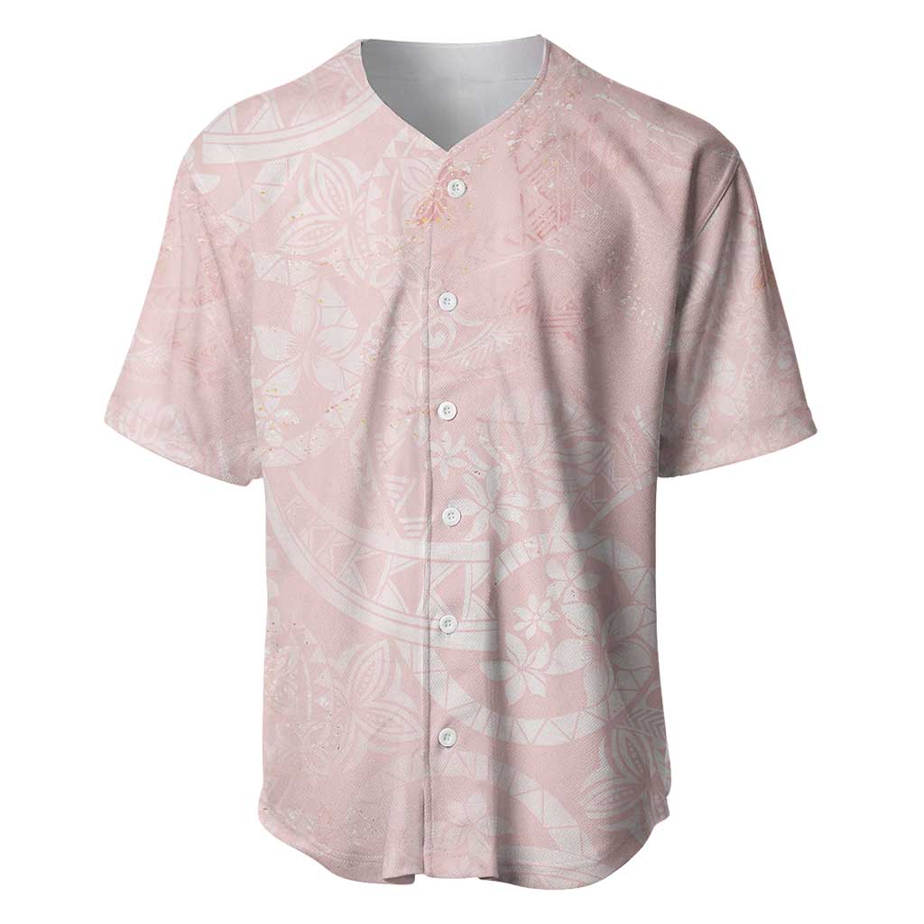 Polynesian Tiare Monstera Soft Pink Baseball Jersey Liquid Style - Polynesian Pride