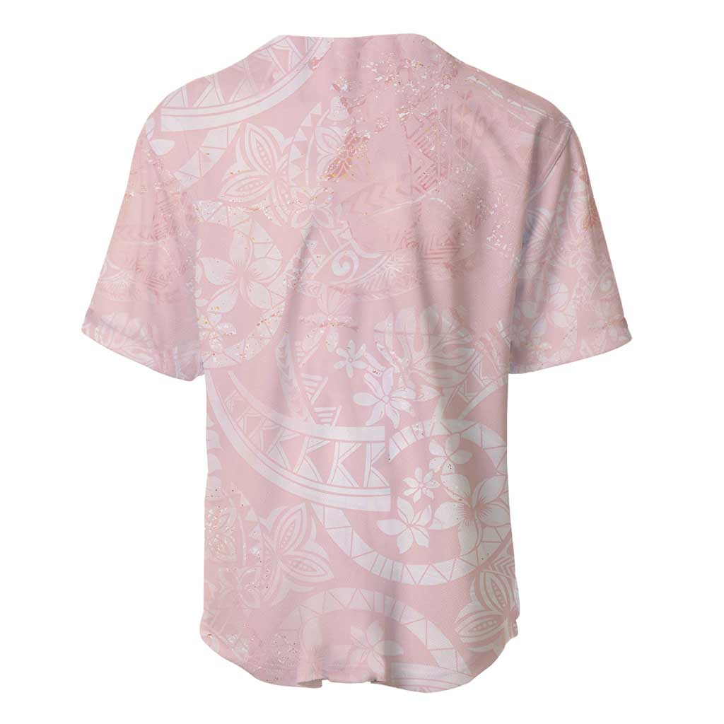 Polynesian Tiare Monstera Soft Pink Baseball Jersey Liquid Style - Polynesian Pride