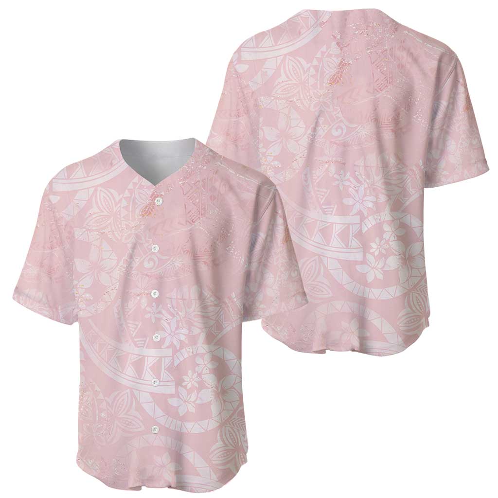 Polynesian Tiare Monstera Soft Pink Baseball Jersey Liquid Style - Polynesian Pride