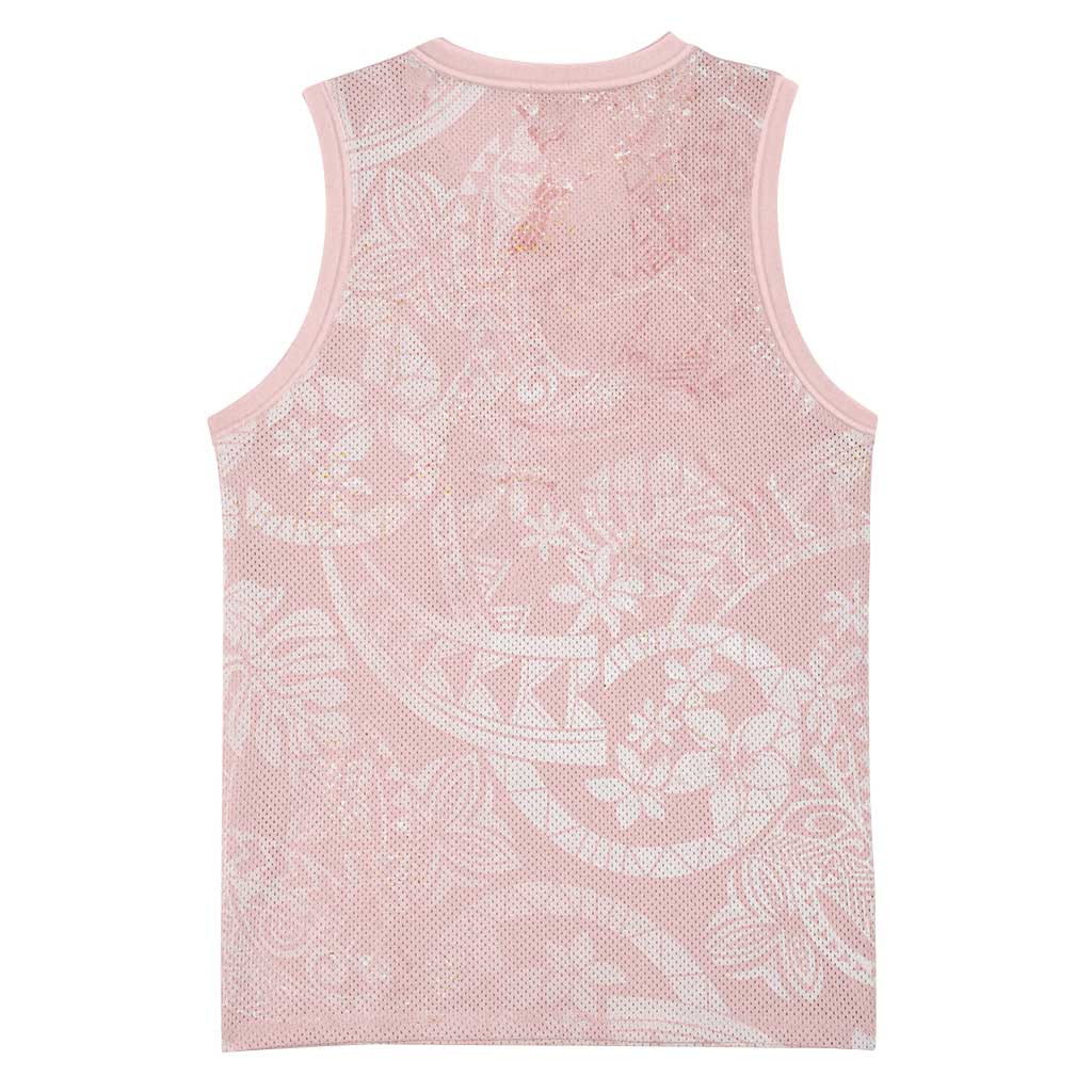 Polynesian Tiare Monstera Soft Pink Basketball Jersey Liquid Style - Polynesian Pride