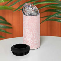 Polynesian Tiare Monstera Soft Pink 4 in 1 Can Cooler Tumbler Liquid Style - Polynesian Pride