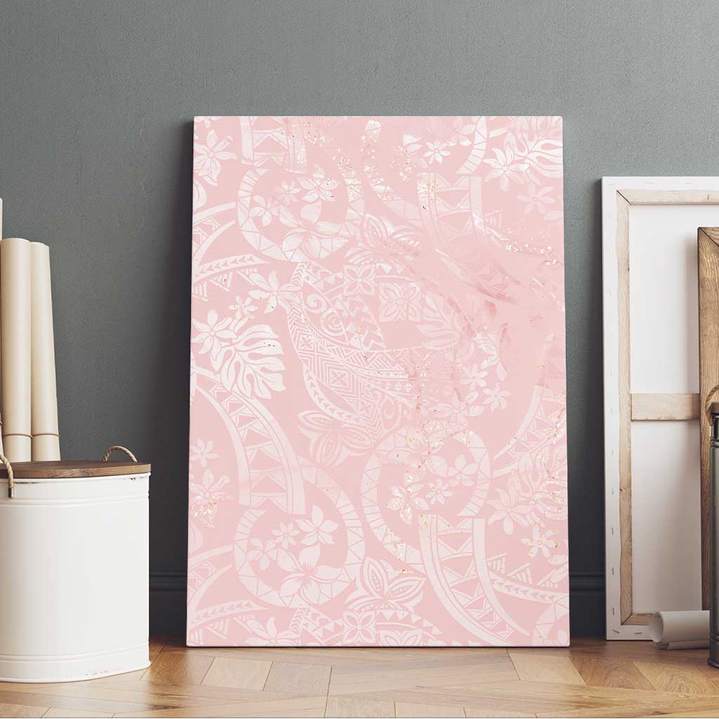 Polynesian Tiare Monstera Soft Pink Canvas Wall Art Liquid Style - Polynesian Pride