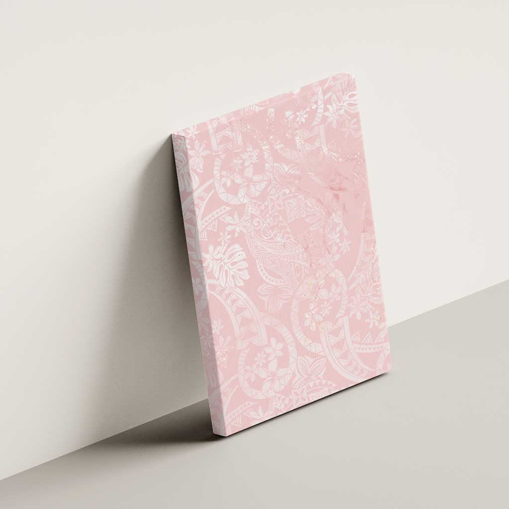 Polynesian Tiare Monstera Soft Pink Canvas Wall Art Liquid Style - Polynesian Pride