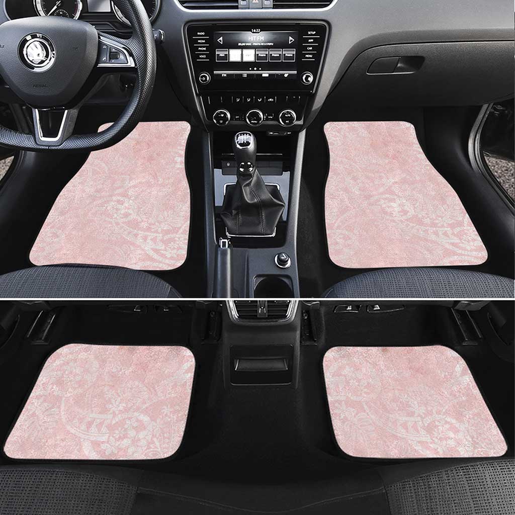 Polynesian Tiare Monstera Soft Pink Car Mats Liquid Style - Polynesian Pride
