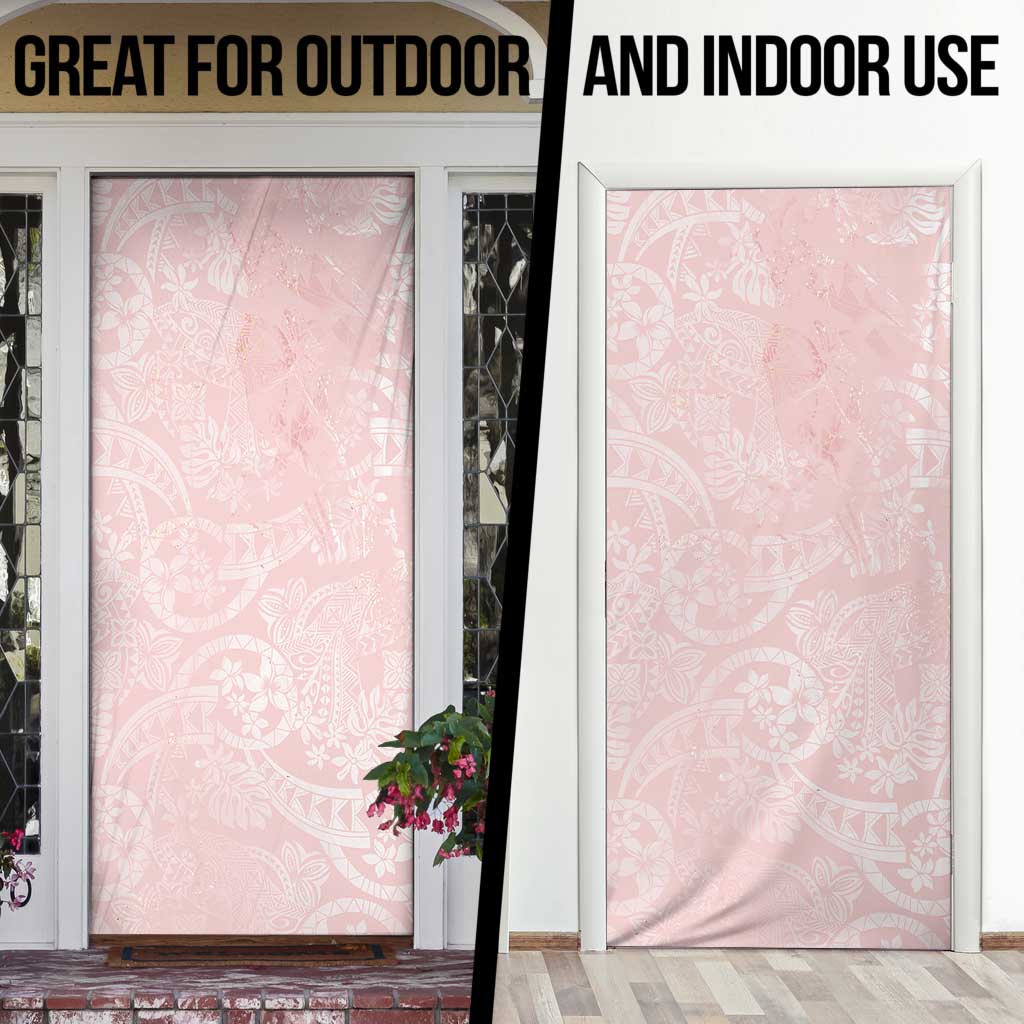 Polynesian Tiare Monstera Soft Pink Door Cover Liquid Style - Polynesian Pride