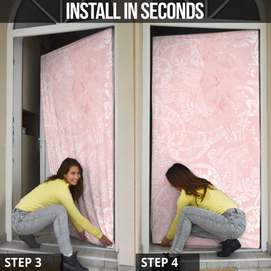 Polynesian Tiare Monstera Soft Pink Door Cover Liquid Style - Polynesian Pride