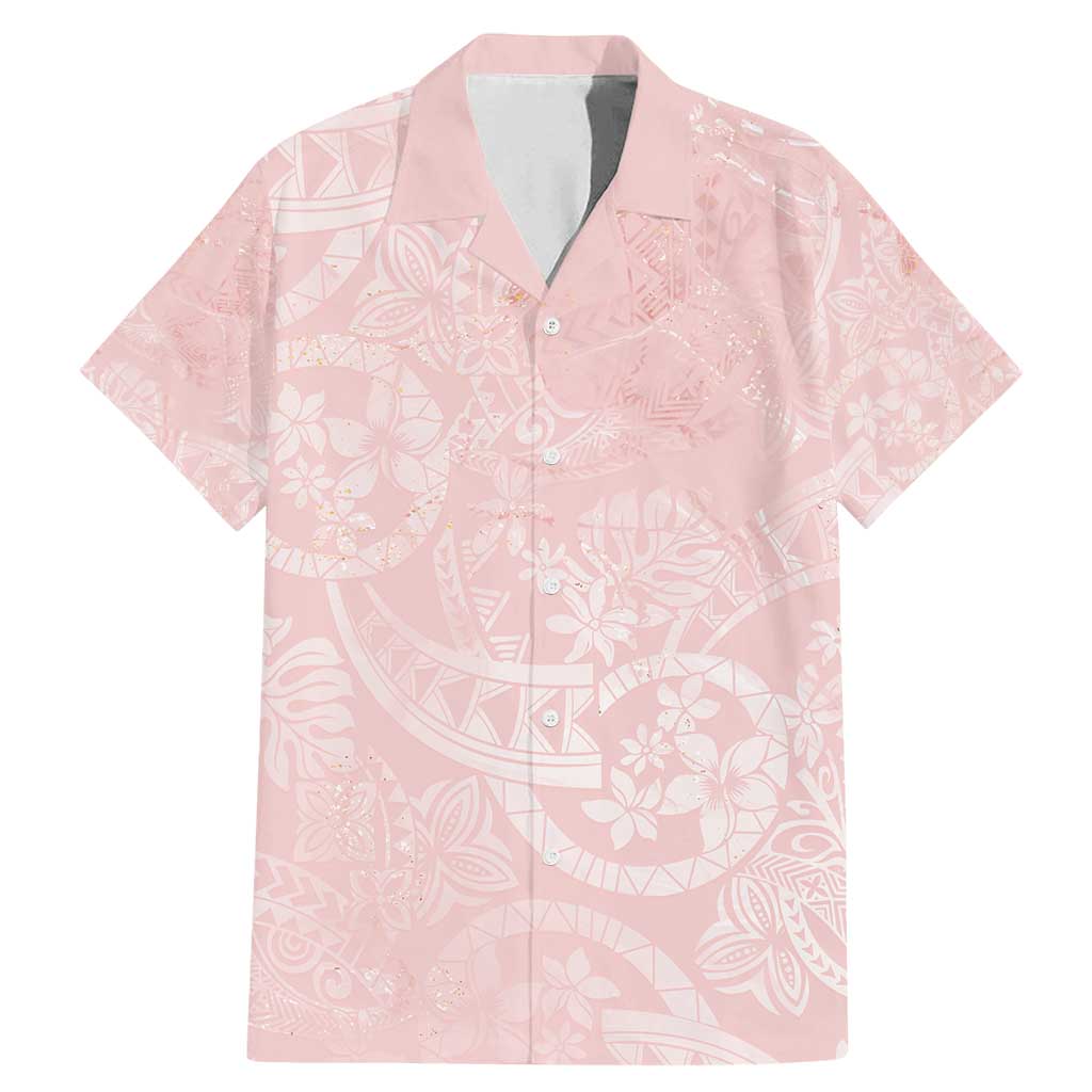 Polynesian Tiare Monstera Soft Pink Family Matching Mermaid Dress and Hawaiian Shirt Liquid Style - Polynesian Pride