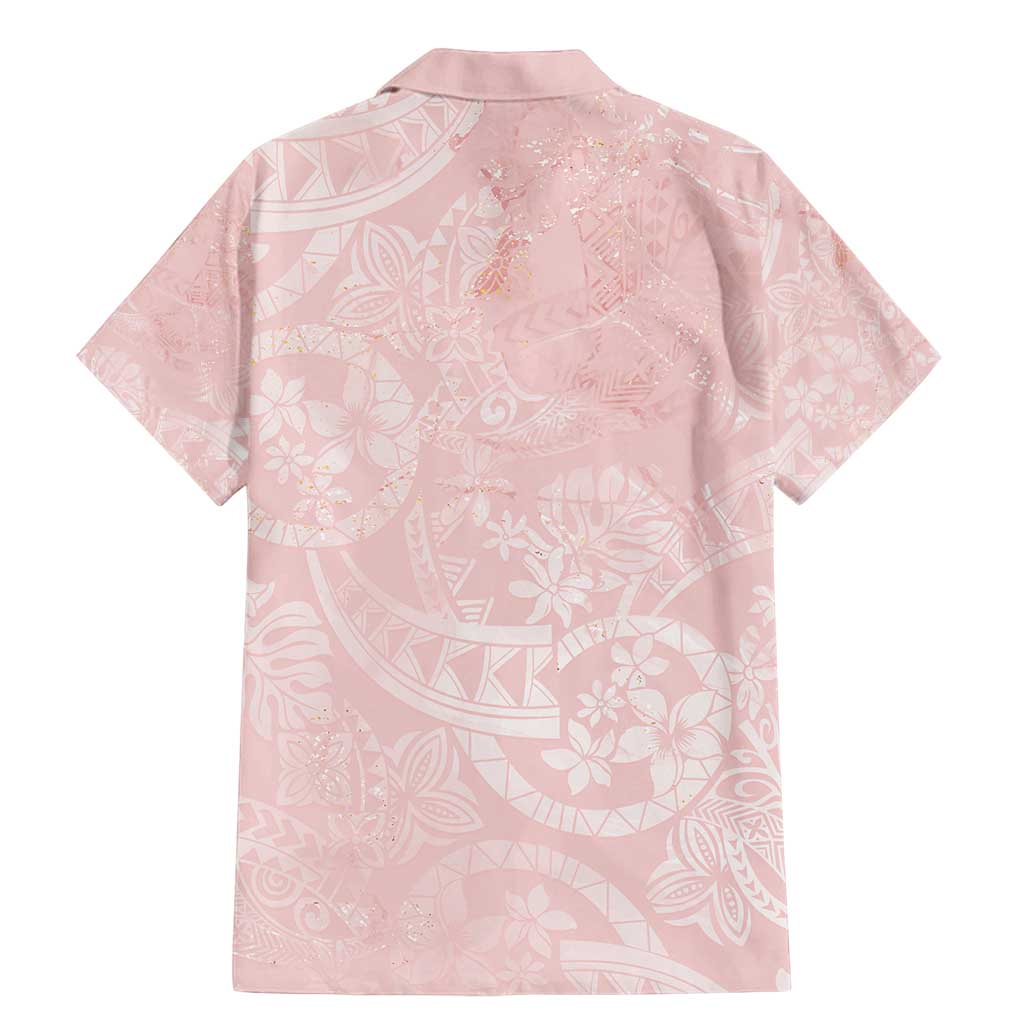 Polynesian Tiare Monstera Soft Pink Family Matching Mermaid Dress and Hawaiian Shirt Liquid Style - Polynesian Pride