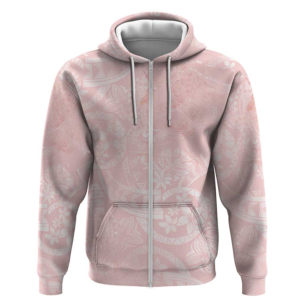 Polynesian Tiare Monstera Soft Pink Hoodie Liquid Style - Polynesian Pride