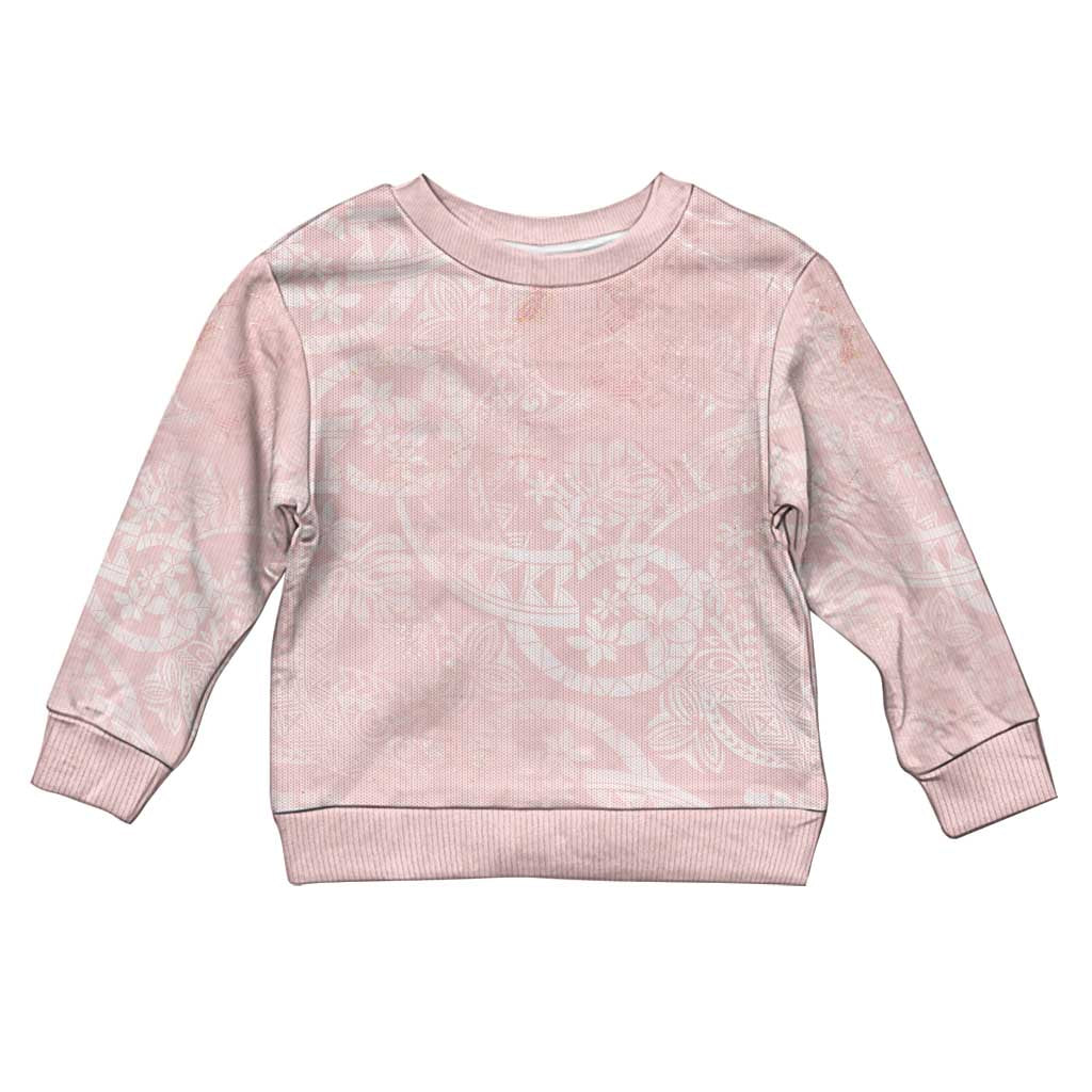 Polynesian Tiare Monstera Soft Pink Kid Ugly Christmas Sweater Liquid Style - Polynesian Pride