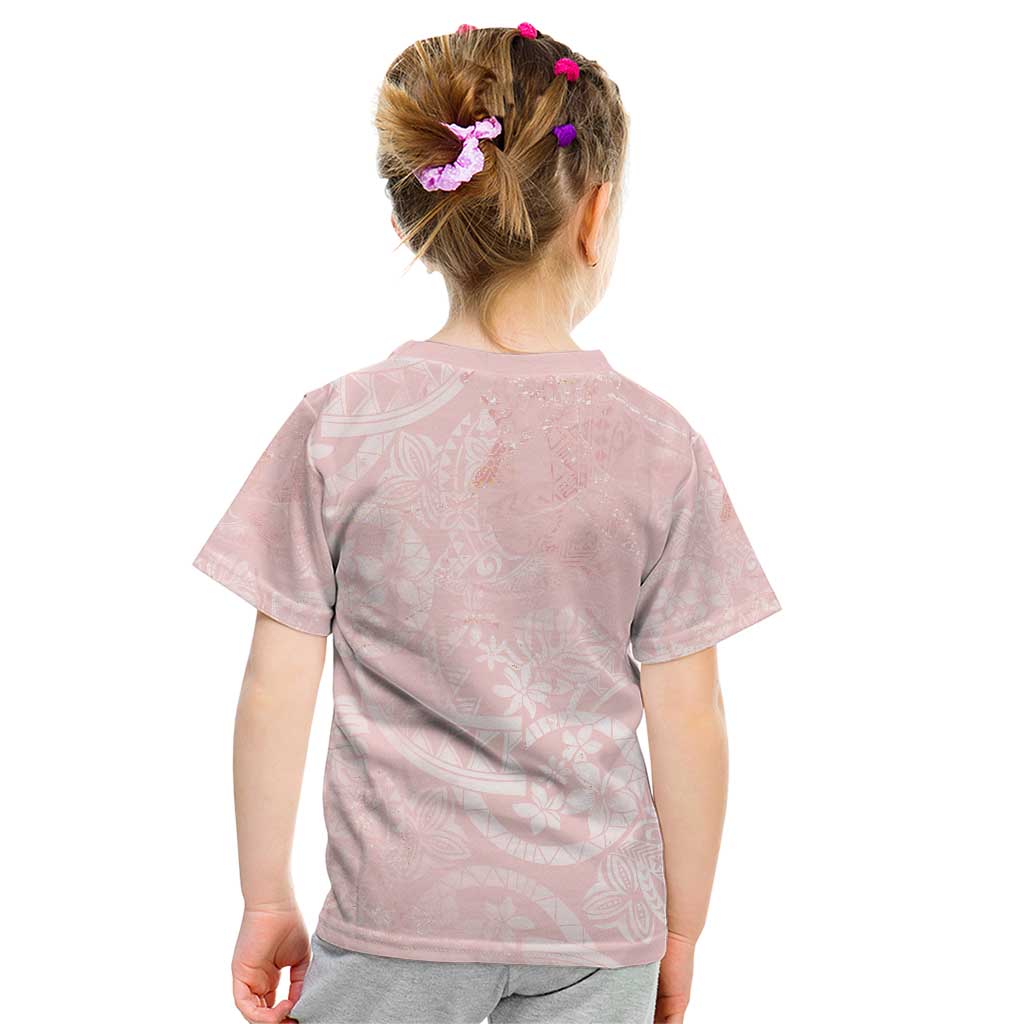 Polynesian Tiare Monstera Soft Pink Kid T Shirt Liquid Style - Polynesian Pride