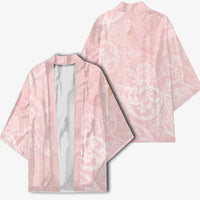 Polynesian Tiare Monstera Soft Pink Kimono Liquid Style - Polynesian Pride