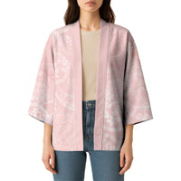 Polynesian Tiare Monstera Soft Pink Kimono Liquid Style - Polynesian Pride
