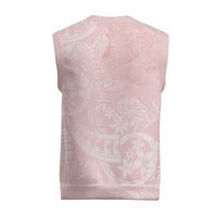 Polynesian Tiare Monstera Soft Pink Christmas Knitted V-Neck Vest Liquid Style - Polynesian Pride