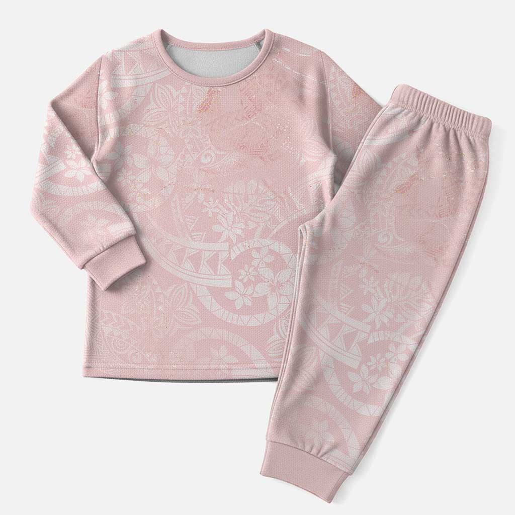 Polynesian Tiare Monstera Soft Pink Christmas Pajama Set Liquid Style - Polynesian Pride