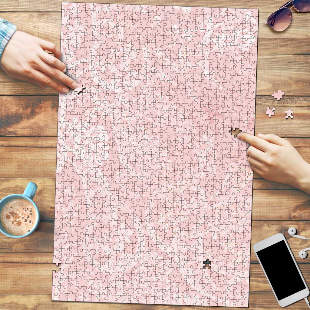 Polynesian Tiare Monstera Soft Pink Puzzle Liquid Style - Polynesian Pride