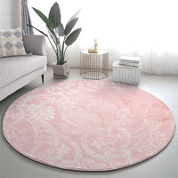 Polynesian Tiare Monstera Soft Pink Round Carpet Liquid Style - Polynesian Pride