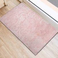 Polynesian Tiare Monstera Soft Pink Rubber Doormat Liquid Style - Polynesian Pride