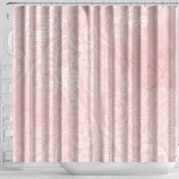 Polynesian Tiare Monstera Soft Pink Shower Curtain Liquid Style - Polynesian Pride