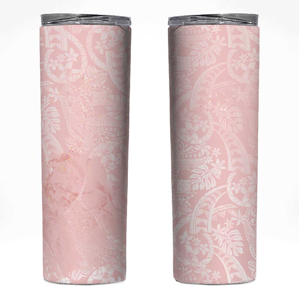 Polynesian Tiare Monstera Soft Pink Skinny Tumbler Liquid Style - Polynesian Pride