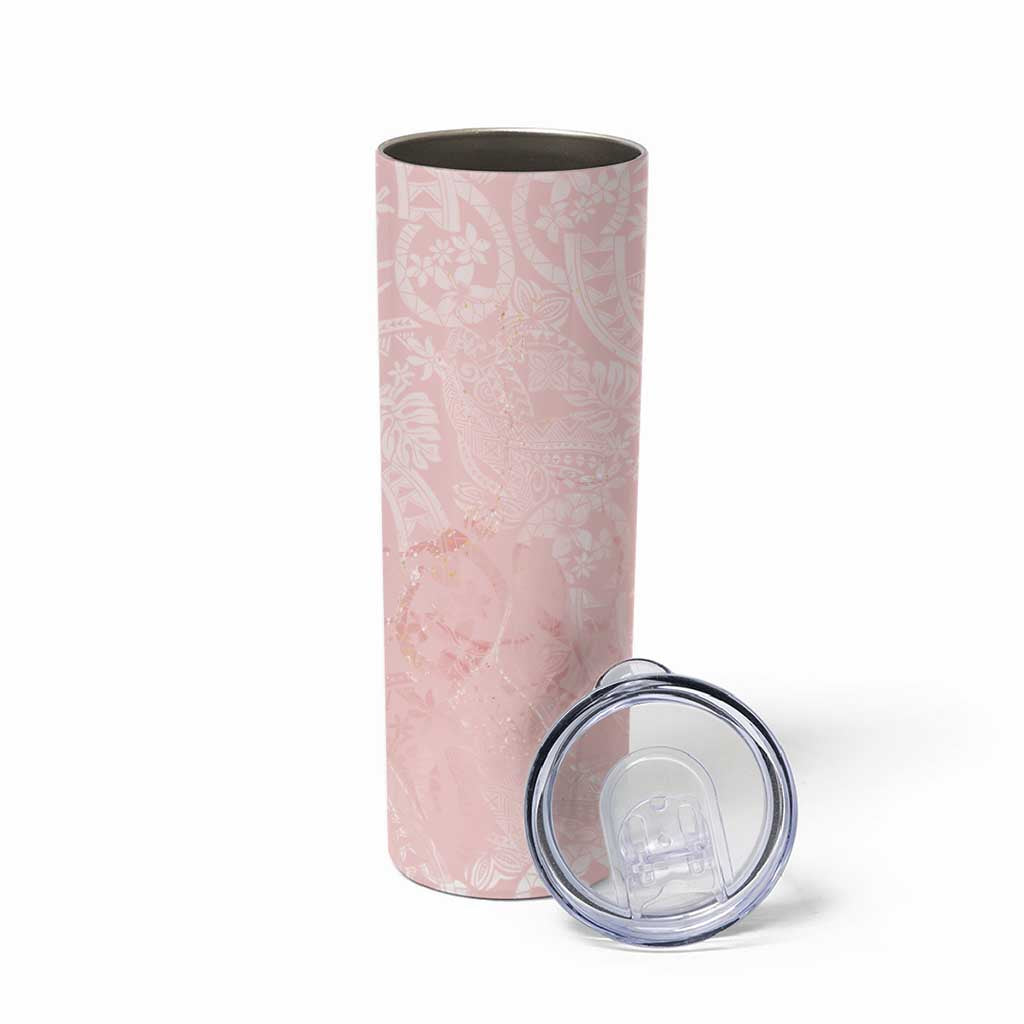 Polynesian Tiare Monstera Soft Pink Skinny Tumbler Liquid Style - Polynesian Pride