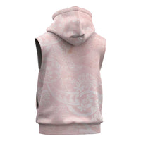 Polynesian Tiare Monstera Soft Pink Sleeveless Zip Hoodie Liquid Style - Polynesian Pride