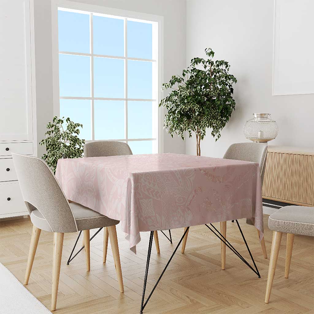 Polynesian Tiare Monstera Soft Pink Tablecloth Liquid Style - Polynesian Pride