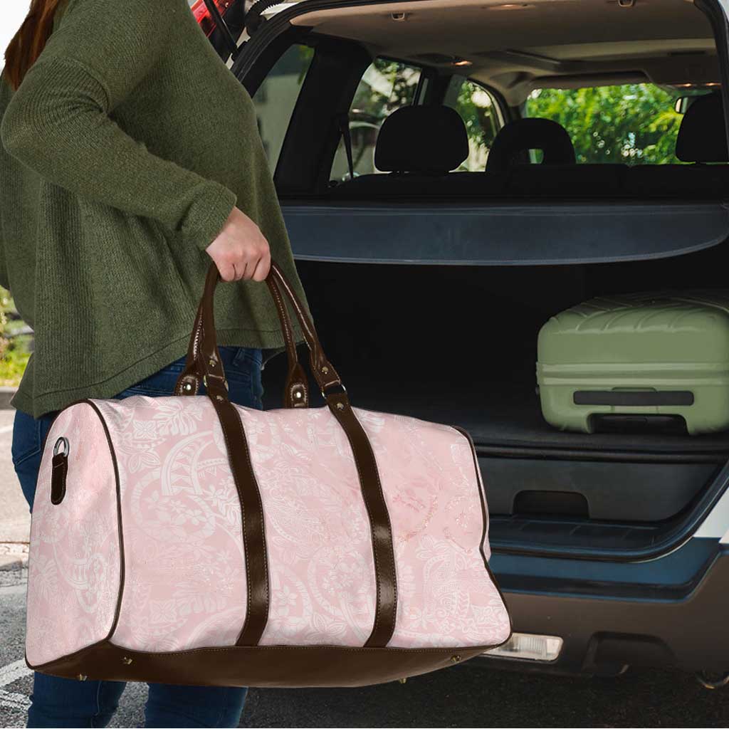 Polynesian Tiare Monstera Soft Pink Travel Bag Liquid Style - Polynesian Pride