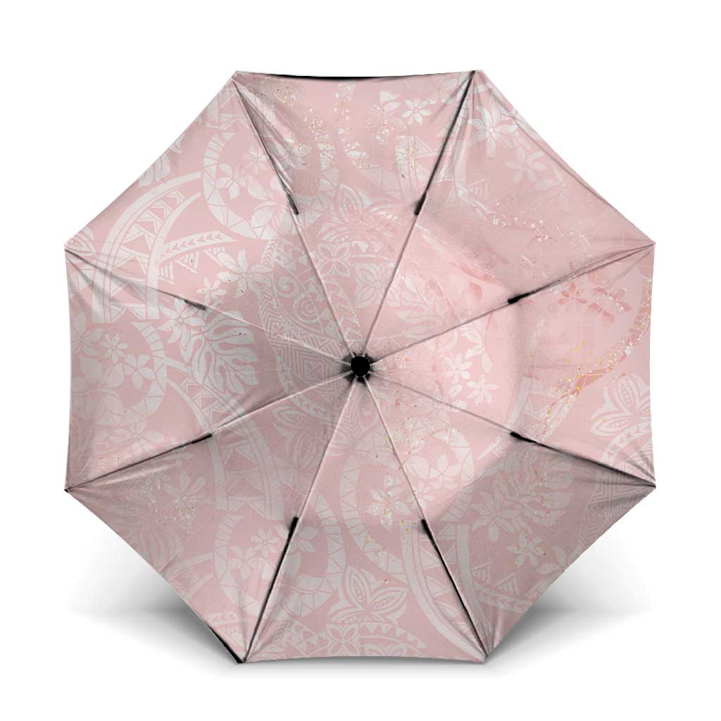 Polynesian Tiare Monstera Soft Pink Umbrella Liquid Style - Polynesian Pride