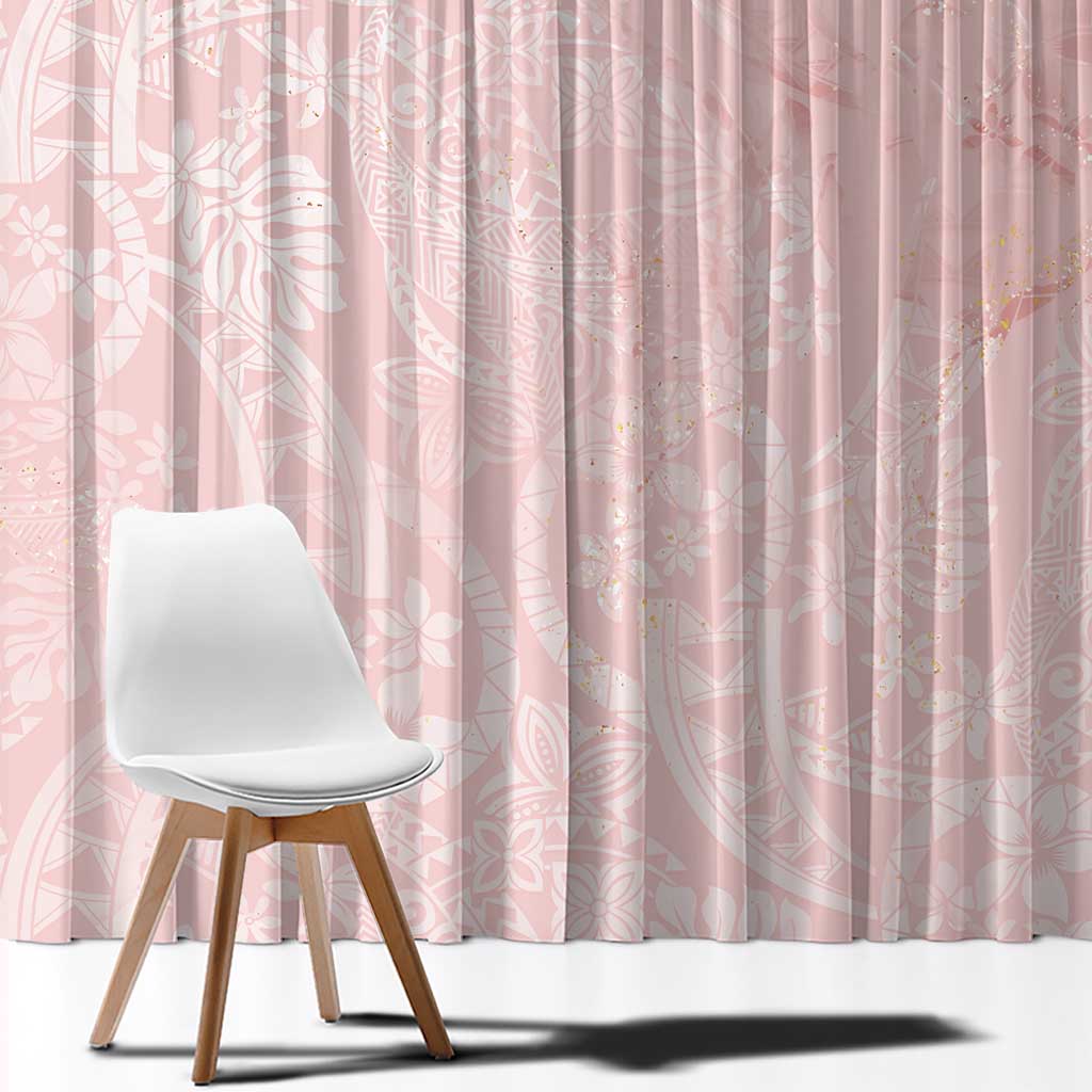 Polynesian Tiare Monstera Soft Pink Window Curtain Liquid Style - Polynesian Pride