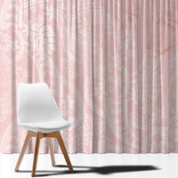 Polynesian Tiare Monstera Soft Pink Window Curtain Liquid Style - Polynesian Pride