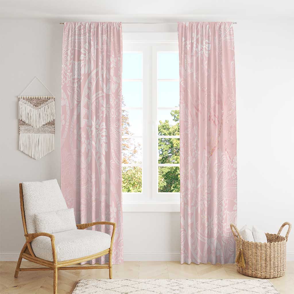 Polynesian Tiare Monstera Soft Pink Window Curtain Liquid Style - Polynesian Pride
