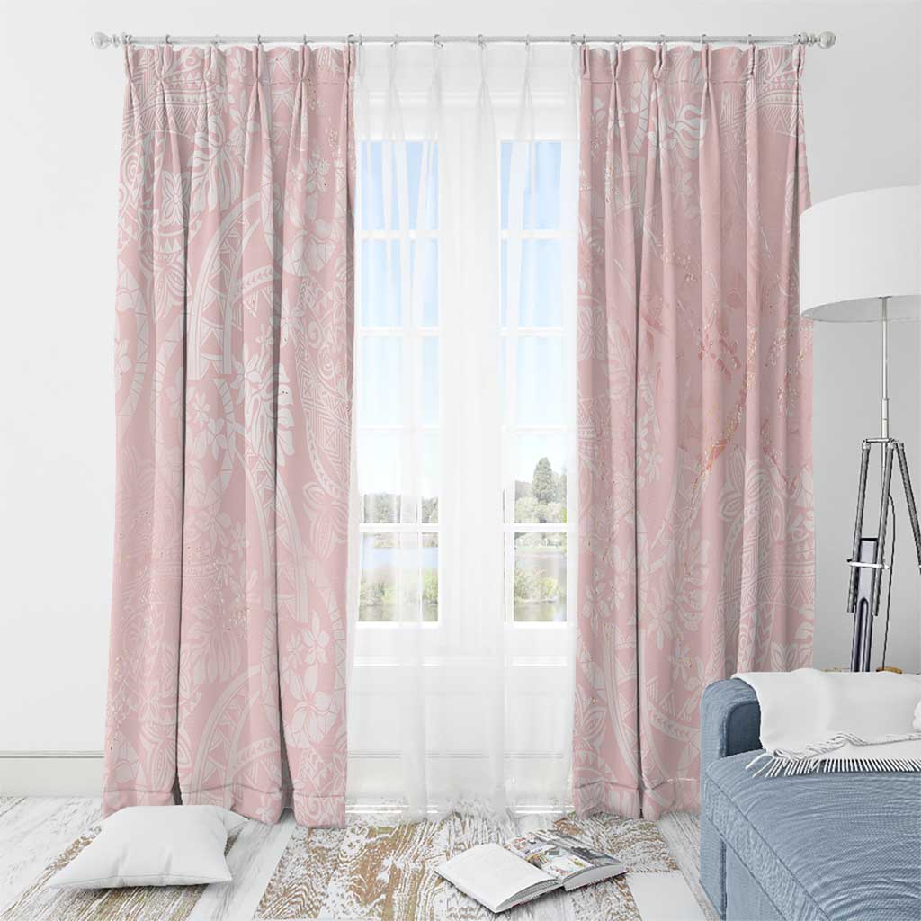 Polynesian Tiare Monstera Soft Pink Window Curtain Liquid Style - Polynesian Pride