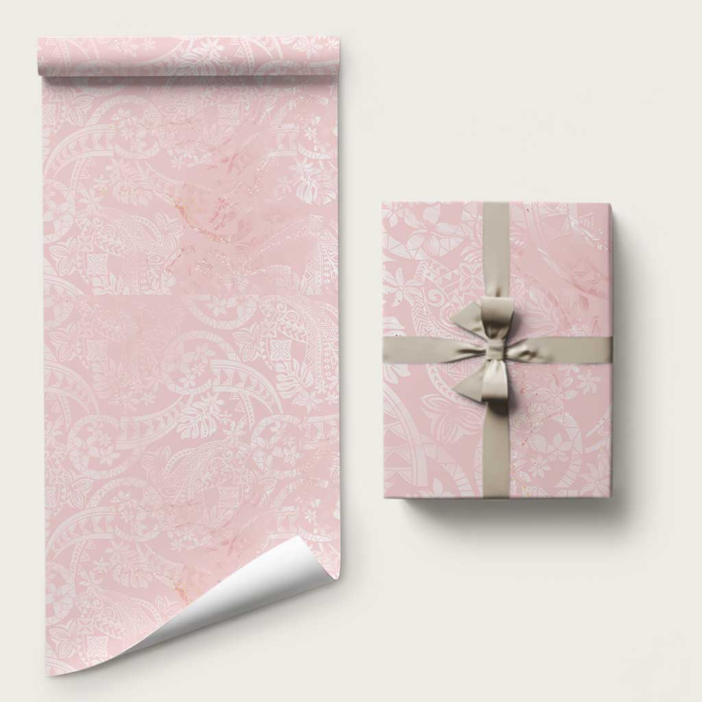 Polynesian Tiare Monstera Soft Pink Wrapping Paper Liquid Style LT01 58" × 23" Pink - Polynesian Pride