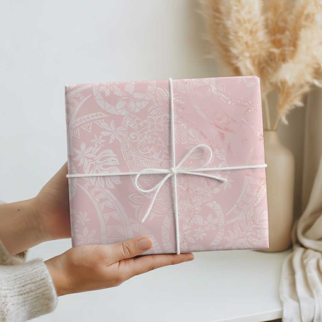 Polynesian Tiare Monstera Soft Pink Wrapping Paper Liquid Style - Polynesian Pride