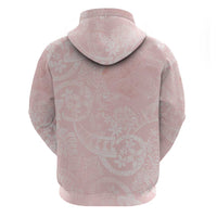Polynesian Tiare Monstera Soft Pink Zip Hoodie Liquid Style - Polynesian Pride