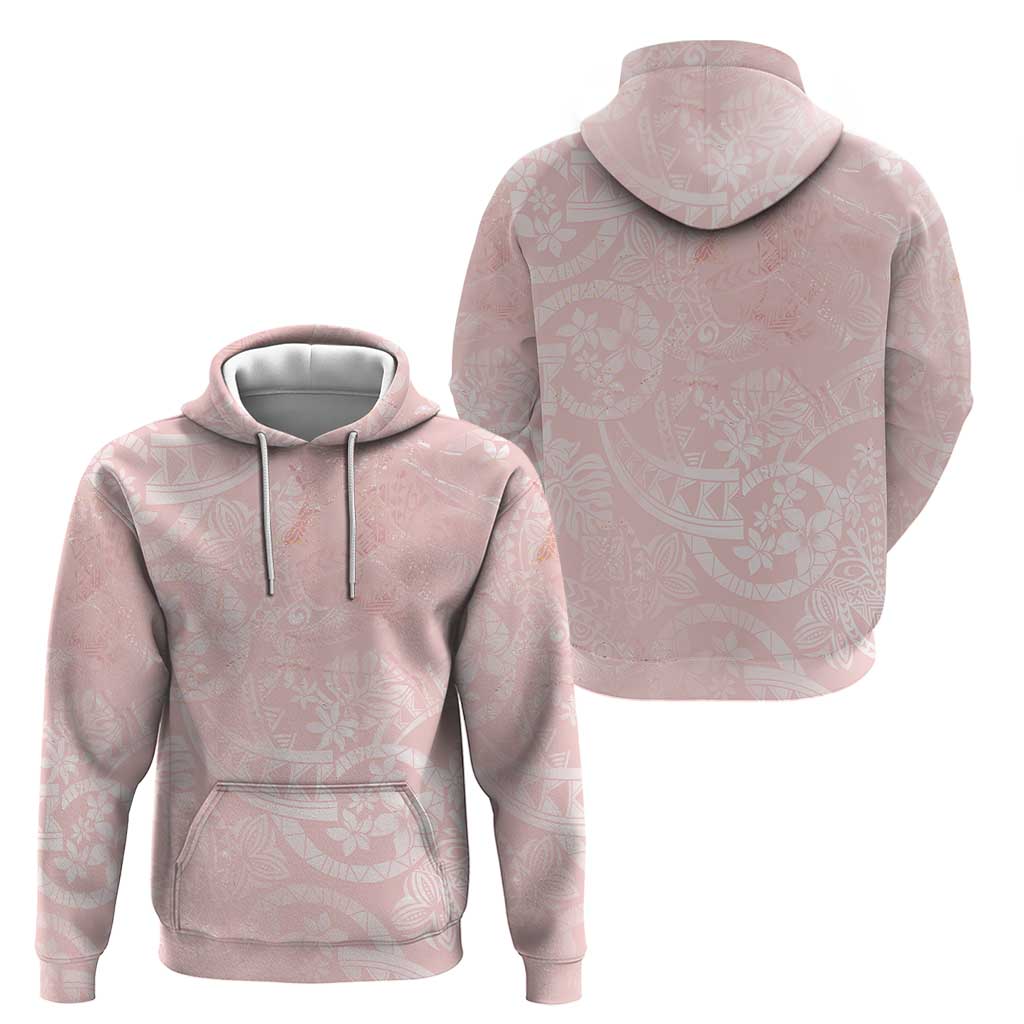 Polynesian Tiare Monstera Soft Pink Zip Hoodie Liquid Style - Polynesian Pride