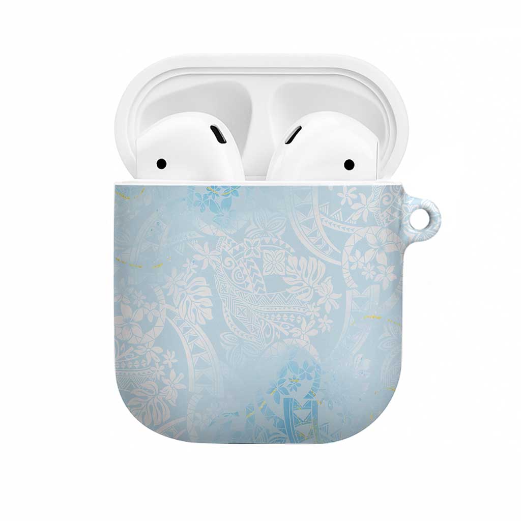 Polynesian Tiare Monstera Baby Blue AirPods Case Liquid Style - Polynesian Pride