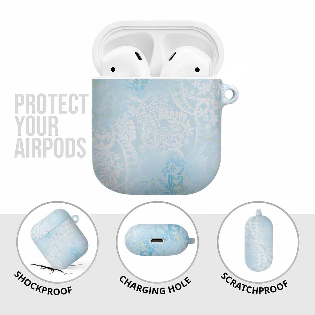 Polynesian Tiare Monstera Baby Blue AirPods Case Liquid Style - Polynesian Pride