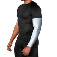 Polynesian Tiare Monstera Baby Blue Arm Sleeves Liquid Style - Polynesian Pride