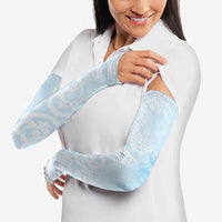 Polynesian Tiare Monstera Baby Blue Arm Sleeves Liquid Style - Polynesian Pride