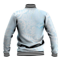 Polynesian Tiare Monstera Baby Blue Baseball Jacket Liquid Style - Polynesian Pride
